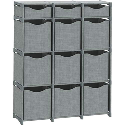12-Cube-Organizer-Set-of-Storage-Cubes-Included-DIY-Closet-Organizer-Bins-Cube-Organizers-and-Storage-Shelves-Unit-Closet-Organizer-for-Bedroom-Playroom-Livingroom-Office-Dorm-Grey