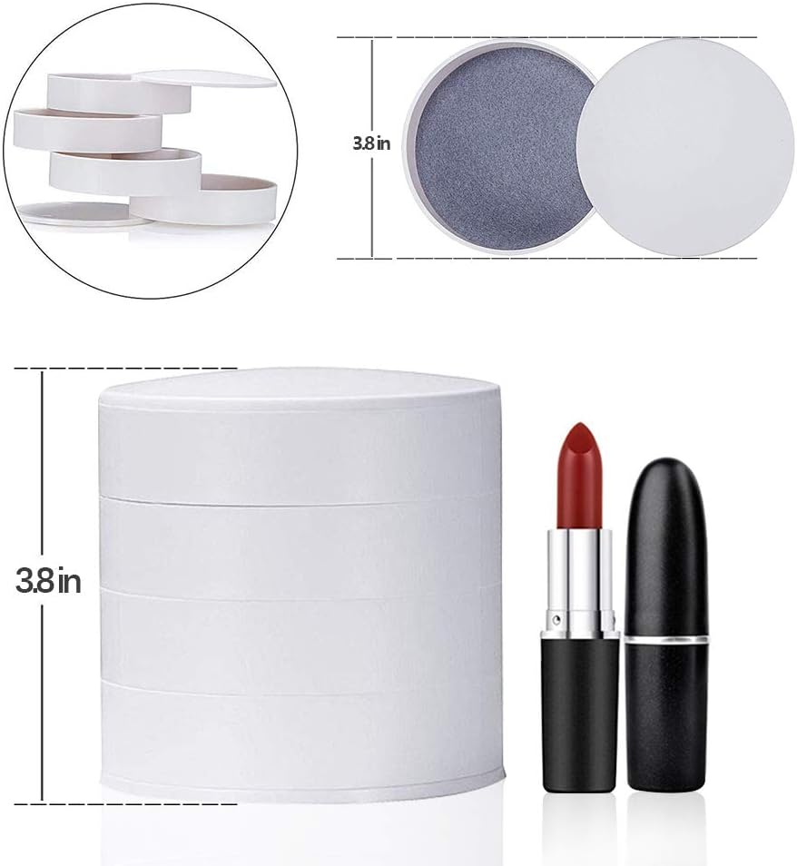 CONBOLA Jewelry Organizer, Small Jewelry Storage Box Earring Holder for Women, 4-Layer Rotating Travel Jewelry Tray Case with Lid for Bracelets Rings Bracelets (White): Home Improvement