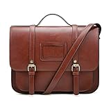 ECOSUSI Women Briefcase Vintage Crossbody Messenger Bag PU Leather Satchel Purse, Coffee
