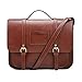 ECOSUSI Women Briefcase Vintage Crossbody Messenger Bag PU Leather Satchel Purse, Coffee