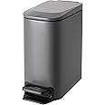 Cesun Small Bathroom Trash Can with Lid Soft Close, Step Pedal, 6 Liter / 1.6 Gallon Stainless Steel Garbage Can with Removable Inner Bucket, Anti-Fingerprint Finish (Gray)