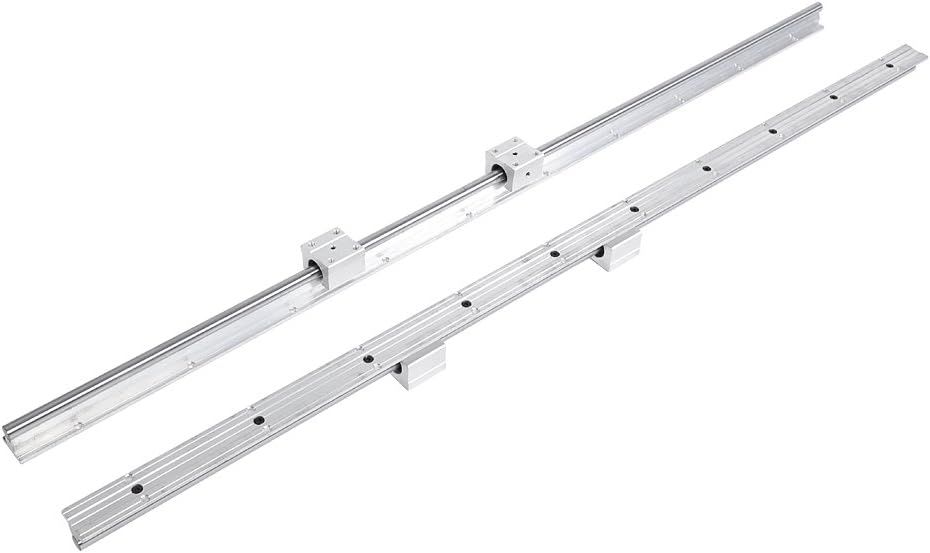 Linear Rail Shaft, 2Pcs SBR12-1000mm 12mm Carbon Steel Linear Slide Rail Shaft and 4Pcs SBR12UU Bearing Block