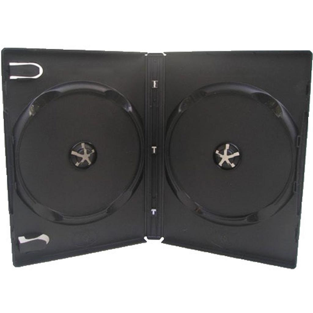 100 Black Double DVD Cases - 14mm - Toner UK