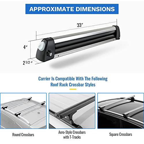 ZRQarq 33'' Aluminum Universal Ski Roof Rack Fits 6 Pairs Skis Or 4 Snowboards Ski Roof Fit Most Vehicles Equipped Cross Bars 8c8cf617 322c 4ed1 9816 40dce420fc31.61fc709db28dc0f0e6af2c602fd93062