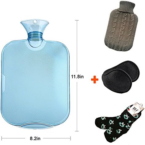 ButlerBasics - Premium Clear Rubber Hot/Cold Water Bottle Bag with Soft Knitted Cover - Big n' Thick 2 Liter - Keeps You Warm! or Cold... w/ EXTRAS