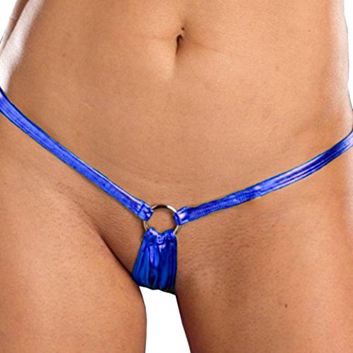 Balakie Thongs for Women, Lady Bronzing G-String Briefs Panties T Pants (One Size, Blue)