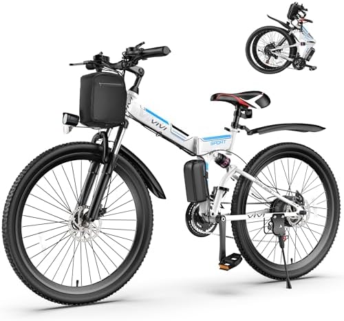 VIVI Folding Electric Bike E-Bike, 350W Folding Electric Mountain Bike, 26'' Electric Bike for Adults with Removable Battery, Up to 50 Miles, Professional 21 Speed, Full Suspension Adults Ebike price in Saudi VIVI Folding Electric Bike E-Bike, 350W Folding Electric Mountain Bike, 26'' Electric Bike for Adults with Removable Battery, Up to 50 Miles, Professional 21 Speed, Full Suspension Adults Ebike price in Saudi