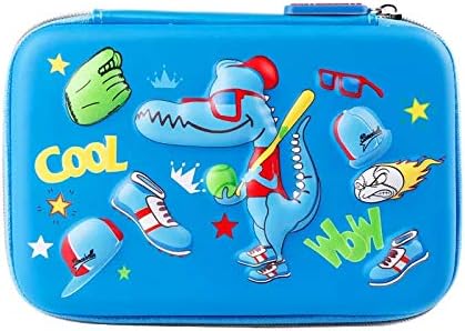 A Little Swag Cool Crocodile Embossed Pen Pencil Holder Case Box Cosmetic Makeup Stationery Organizer for Kids Girls Boys (Dark Blue)