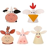 Amosfun Hat, 5pcs Kids Birthday Party Hats Zodiac Ox Cow Cone Hats Farm Animals DIY Photo Props for Children Toddlers Holiday Birthday Baby Shower Party Supplies Favors