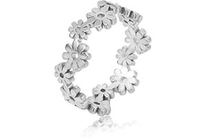 THJEW Hollow Love Heart Band Ring,Platinum Plated Silver Classical Cute Dainty Plain Heart Shape Statement Wedding Engagement Band Ring Jewelry for Women