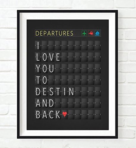 I Love You to Destin and Back Departure Airport Travel Board Art Print, Unframed, Adventure Wall Art Decor Poster Sign, Travel Art, All Sizes