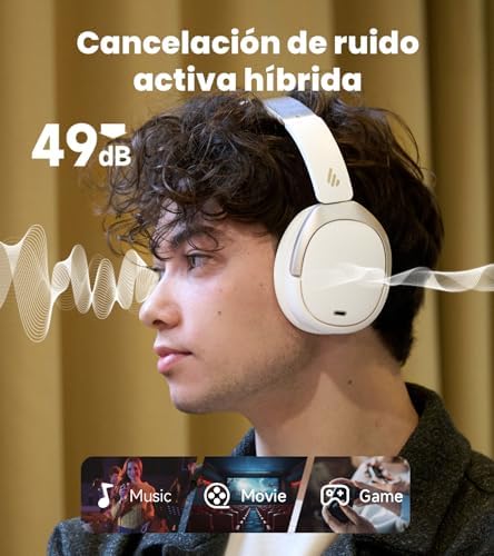 Auscultadores over-ear W80 com ANC de -49dB e LDAC de alta resolução, marfim