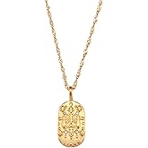 SPARKLAURA Gold Zodiac Sign Tarot Card Dog Tag Charm Necklace 18K Gold Plated Retro 12 Constellation Pendant Necklaces Trendy Astrology Horoscope Unisex Personalized Jewelry Birthday Gift