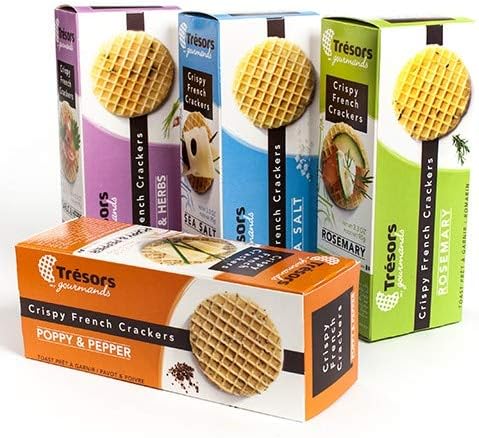 Crispy French Waffle Crackers by Tresors Gourmands - Rosemary (3.3 ounce)