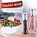 Salt and Pepper Grinder Set -Dry Spice Mill-Brushed Stainless Steel Glass- Pepper Mill and Salt Mill-Adjustable Ceramic Motor-Peppercorns Sea Salt-Fine and Coarse Ground by Surround Point