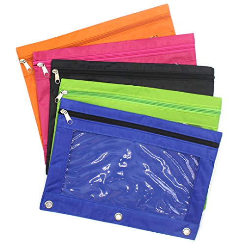 AIBEARTY Ai bearty Zippered B5 Oxford Fabric Pouches Big Capacity File Bag with 3-Ring Grommet Holes Clear Vinyl Pocket(5 Pack)