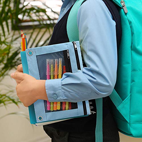 NICAV Pencil Pouch 3 Ring, Zipper Binder Pencil Pouch with 2 Pockets