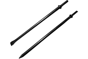 Phyxlyn Pneumatic Cold Chisel Set, 3/4" Width 14" Long Air Pneumatic Hammer, Flat and Point Chisels with Round Collar for Concrete and Tile, Air Hammer Punch Chipping Bits Tool, Cr-Mo Alloy Steel