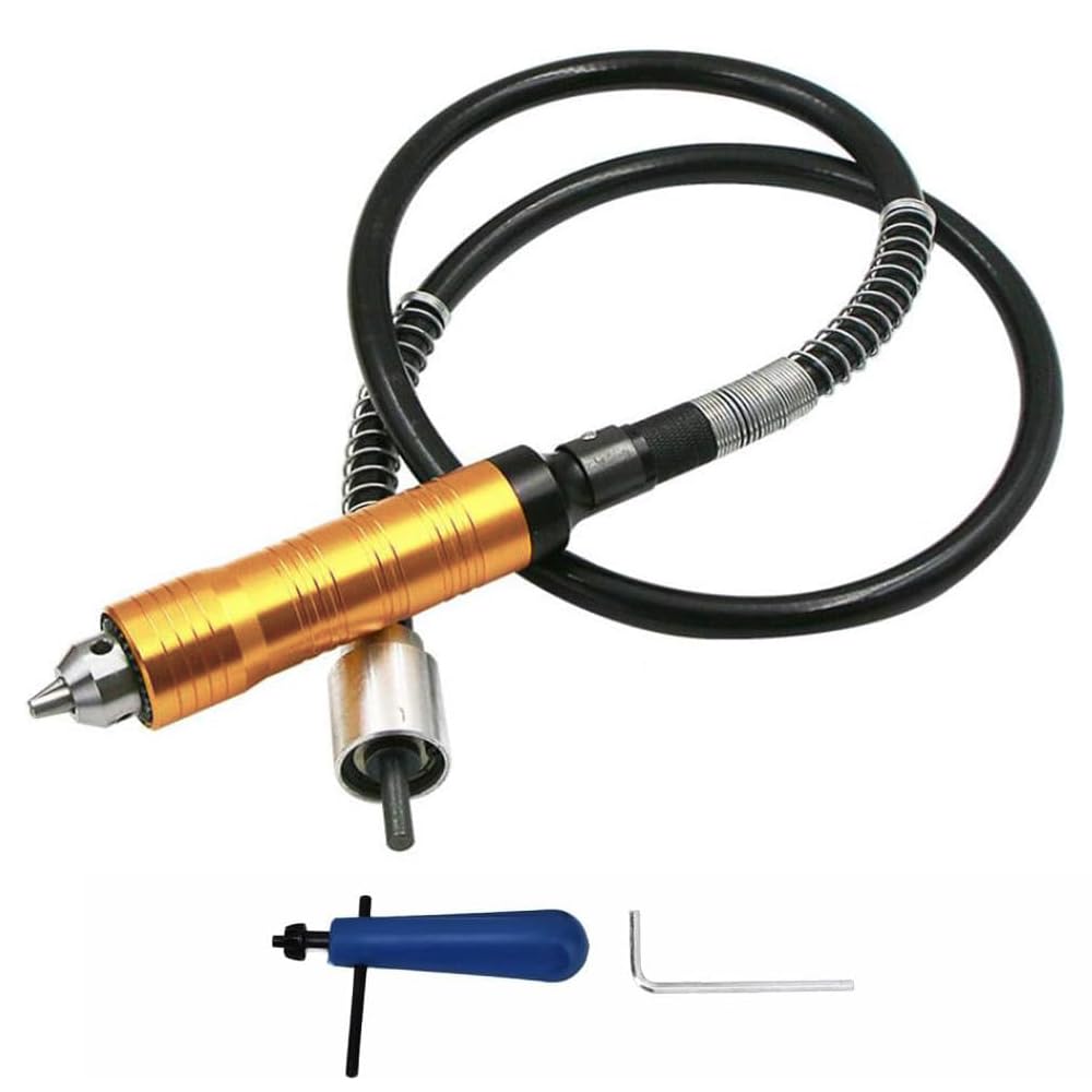 Uadme Flexible Drill Extension Shaft, Universal Flex Extension Shaft with Key Chuck 0.3‑6.5mm, Drill Bit Holder Grinder Attachment for Rotary Grinder Tool