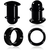 Atomhole 2 Pairs Glass Ear Stretching kits, Glass Ear Gauges Plugs Tunnels and Gauges Taper Expander with Rubber Rings, Hypoallergenic Body Piercing Jewelry for Women Men