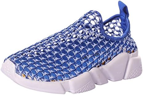 Gomoway Womens and Mens Mesh Hollow Out Slip On Water Breathable Wedge Walking Aqua Shoes (7 B（M）US Women/6.5 D(M) US Men, Blue)