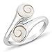 925 Sterling Silver Double Shiva Eye Swirl Shell Inlay Design Band Ring Jewelry Size 6, 7, 8