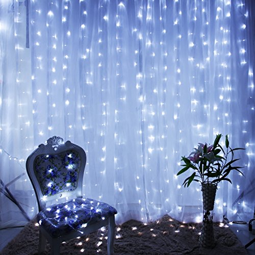 FEFELightup String Fairy Light Window Curtain Icicle Lights,9.8×9.8ft