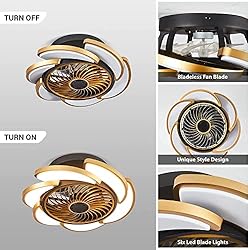 Ceiling Fan with Lights Remote Control, 18"Flush