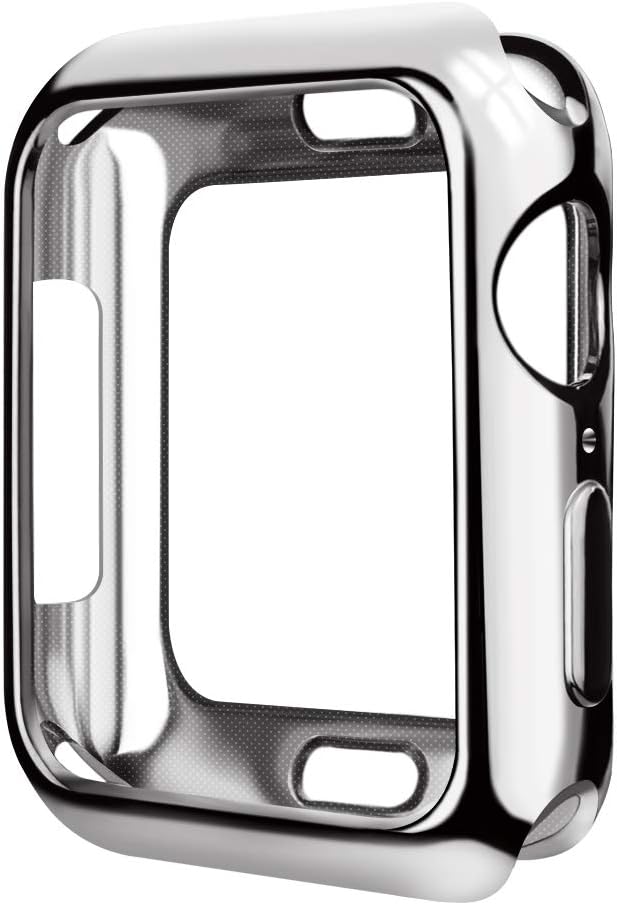 SMEECO Apple Watch Case for iWatch Series 4 44mm Only Apple Watch Cover with Flexible Soft Lightweight TPU Protector Shock Proof Protective - (Shiny Silver)