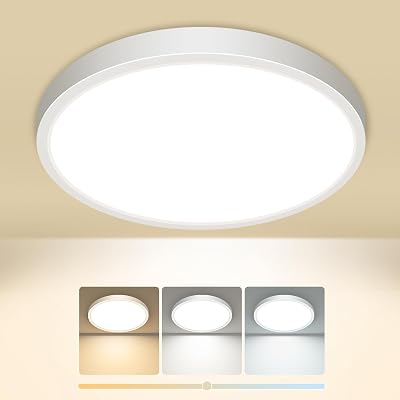 Deckenlampe LED Deckenleuchte Flach, Ø18CM 3Farben 15W 1500LM Weiß