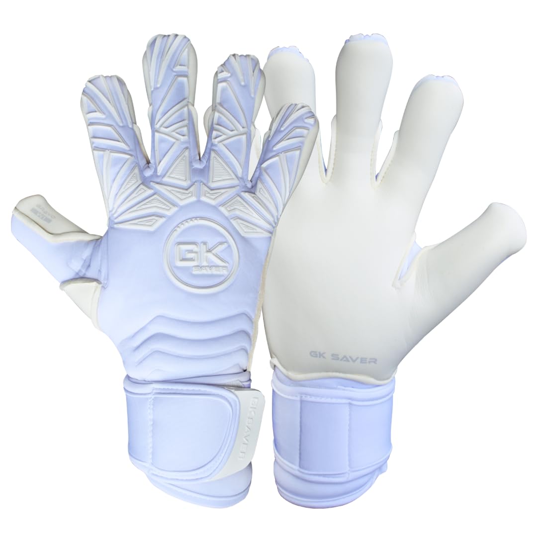 GK Saver Bravo W1 Argo Negative Cut Savefingers Giga Grip Football Goalkeeping Gloves|4mm Latex Anti-Slip Soccer Gloves (Bravo White YF 6)