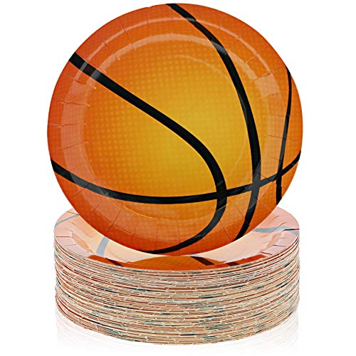 Blue Panda Paper Basketball Party Plates (80 Count), 9 Inches