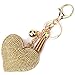 Elesa Miracle Girl Women Love Heart Tassel Keychain, Purse Bag Charm, Handbag Accessories, Car Key Chain (Gold)