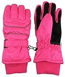 N'Ice Caps Kids Bulky Thinsulate Waterproof Winter Snow Ski Glove With Ridges (6-8yrs, Neon Pink Reflector)