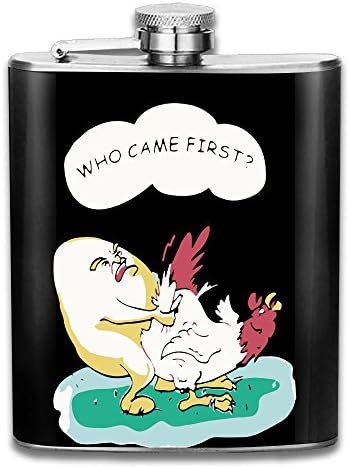 SmallHan Who Came First Chicken Egg Funny Gift For Men 304 Stainless Steel Flask 7oz