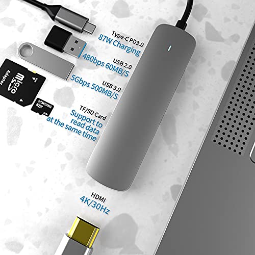 Laptop Docking Station, USB C Hub Multiport Adapter, with 4K HDMI Output,SD/TF Card Reader, USB 3.0 Dongle Compatible with MacBook Pro, Chromebook, Ipad Pro, Xps, Surface Go