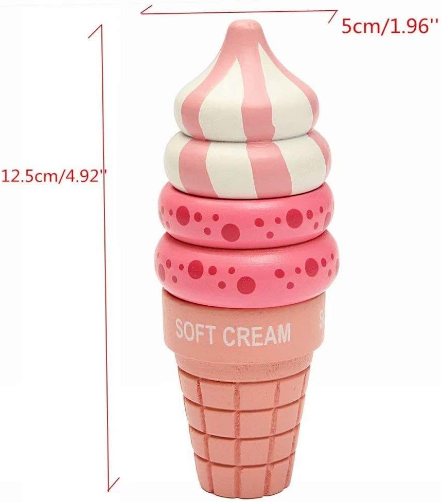 Ungfu Mall 3PCS Wooden Ice Cream Magnetic Connected Food Pretend Play Children Gift Toy Game Random Color - Image 3
