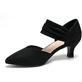 GotSoft Womens Low Kitten Heels Pointed Toe Slip on Pumps Ankle Strap Elegant Party Wedding Dress Shoes