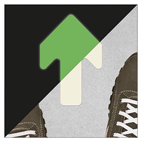 Self-Adhesive Floor Marking - Arrows / Arrows - Mouldings for Work Areas, Storage Areas and Transportation Routes (130 x 190 mm / Pack of 5 / Glow in the Dark Green)