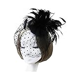 Black Feather Fabric Flower Net Fascinator Hair Clip and Cocktail Hat