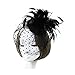 Black Feather Fabric Flower Net Fascinator Hair Clip and Cocktail Hat
