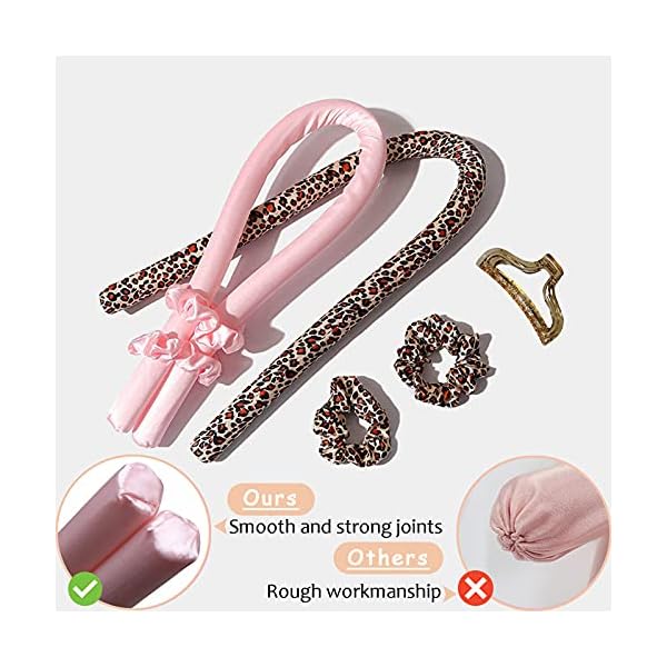 Heatless Curlers Headband for Long Hair, Silk Ribbon Curling Rod Lazy Natural Soft Wave Formers Sleeping Overnight Hair…