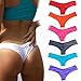 CROSS1946 Sexy Women's Bikini Thong Bottom Brazilian V Cheeky Ruched Semi Swimsuit L