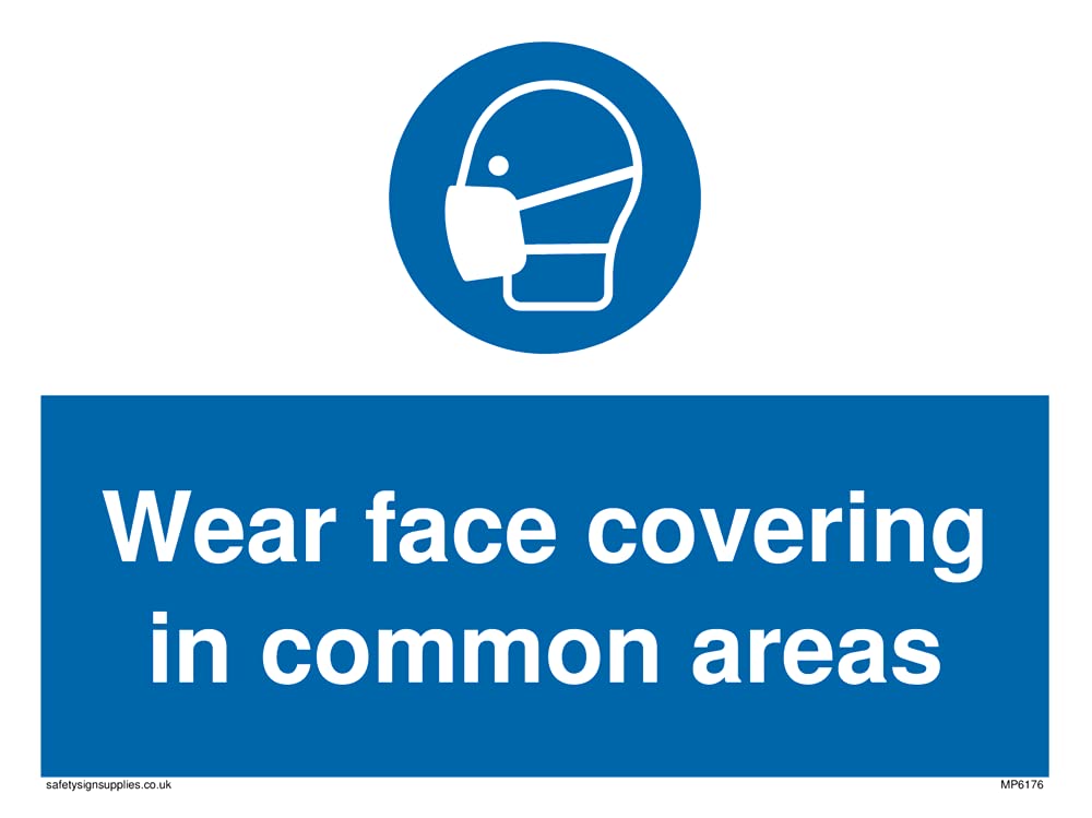 Pack of five - Wear face covering in common areas Sign - 200x150mm - A5L