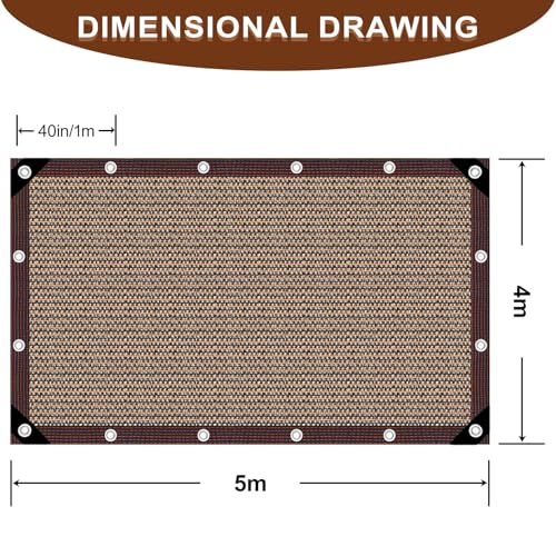 Filet Protection Solaire Filet D'Ombrage,80% UV Tissu D'Ombrage, Toile d'ombrage de Serres Coupe-Ventpour La Couverture VéGéTale/Serre/Pet House/Jardin/Pergola/Patio Lawn (Brun, 4×5m)