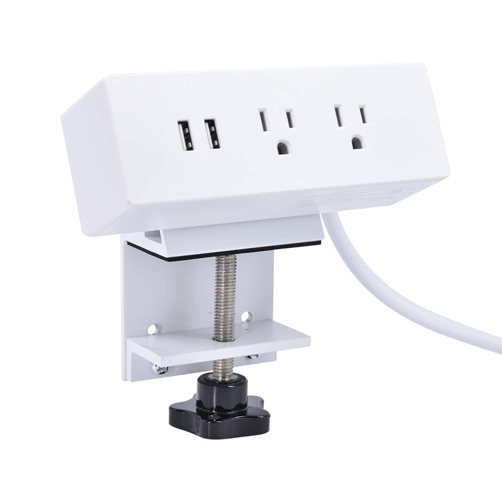 Frassie Desk Clamp Power Strip Desktop Edge Mount Outlets, with TypeA