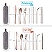 Rose gold Travel flatware set with Case Stainless Steel silverware Tableware Set,Include Knife/Fork/Spoon/Straw (Portable Rose gold)