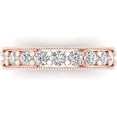 Clara Pucci 14K Rose Gold Wedding Band for Women | Stacking Classic Comfort Fit | Engagement Bridal Jewelry | 0.81 TCW Round Cut Simulated Diamond (2.9mm)