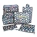Itraveller 7 Pieces Colorful set- 3 Packing Cubes and 3 Pouches and 1 Shoe Bag-Compress and Organize Your Clothes While Traveling K7 (Blue Flowers)