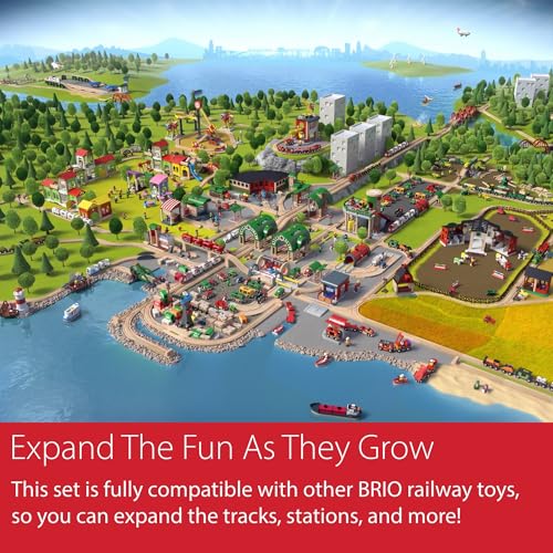 BRIO World Battery Operated Action Train - Motorized for Wooden Tracks - Kids Electric Set - Includes Moving Coal Wagon & Rotating Cement Mixer - Compatible with All Sets - Kids Ages 3 & Up